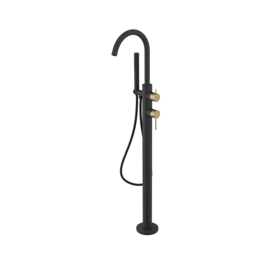 ULTRASAN Freistehende Wannenarmatur, Schwarz matt/Gold matt