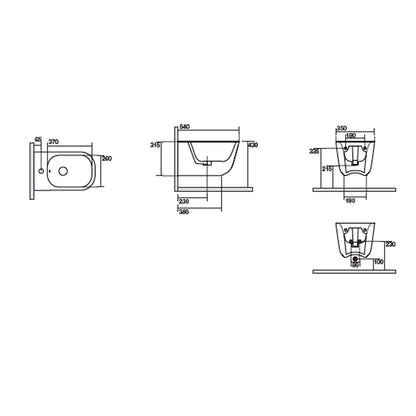 TRIBECA Hänge-Bidet 35x54cm, weiß
