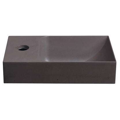 PICCOLINO Beton-Waschbecken 30,8x10x17cm,  Armaturloch links, Dunkelbraun