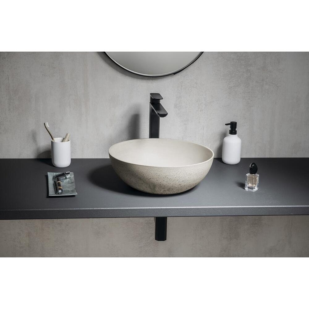 FORMIGO Betonwaschbecken zum Aufsetzen, Durchmesser 39cm, Sand matt