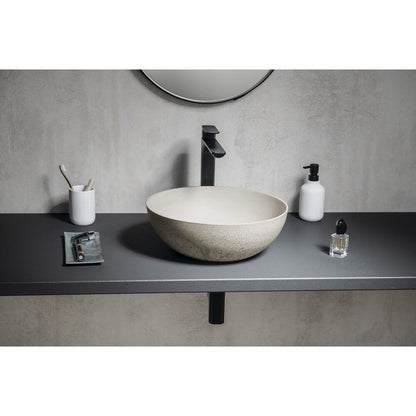 FORMIGO Betonwaschbecken zum Aufsetzen, Durchmesser 39cm, Sand matt