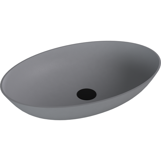 BANERA OVAL Aufsatzwaschtisch, Gussmarmor, 60x40cm, grau matt