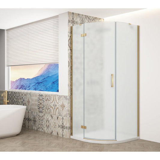 TRINITY GOLD MATT Duschabtrennung Viertelkreis 900x900mm, Mattglas, links