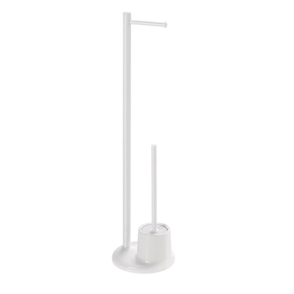 Ständer mit Toilettenpapier- und WC-Bürste-Halter, weiß