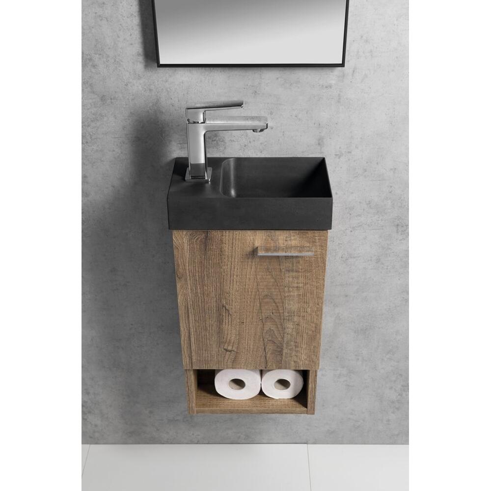 PICCOLINO Beton-Waschbecken 30,8x10x17cm,  Armaturloch links, Anthrazit