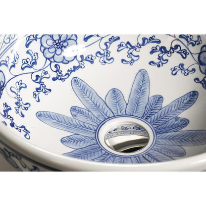 PRIORI Keramik-Waschtisch Durchmesser 41 cm, weiß mit Blaudekor