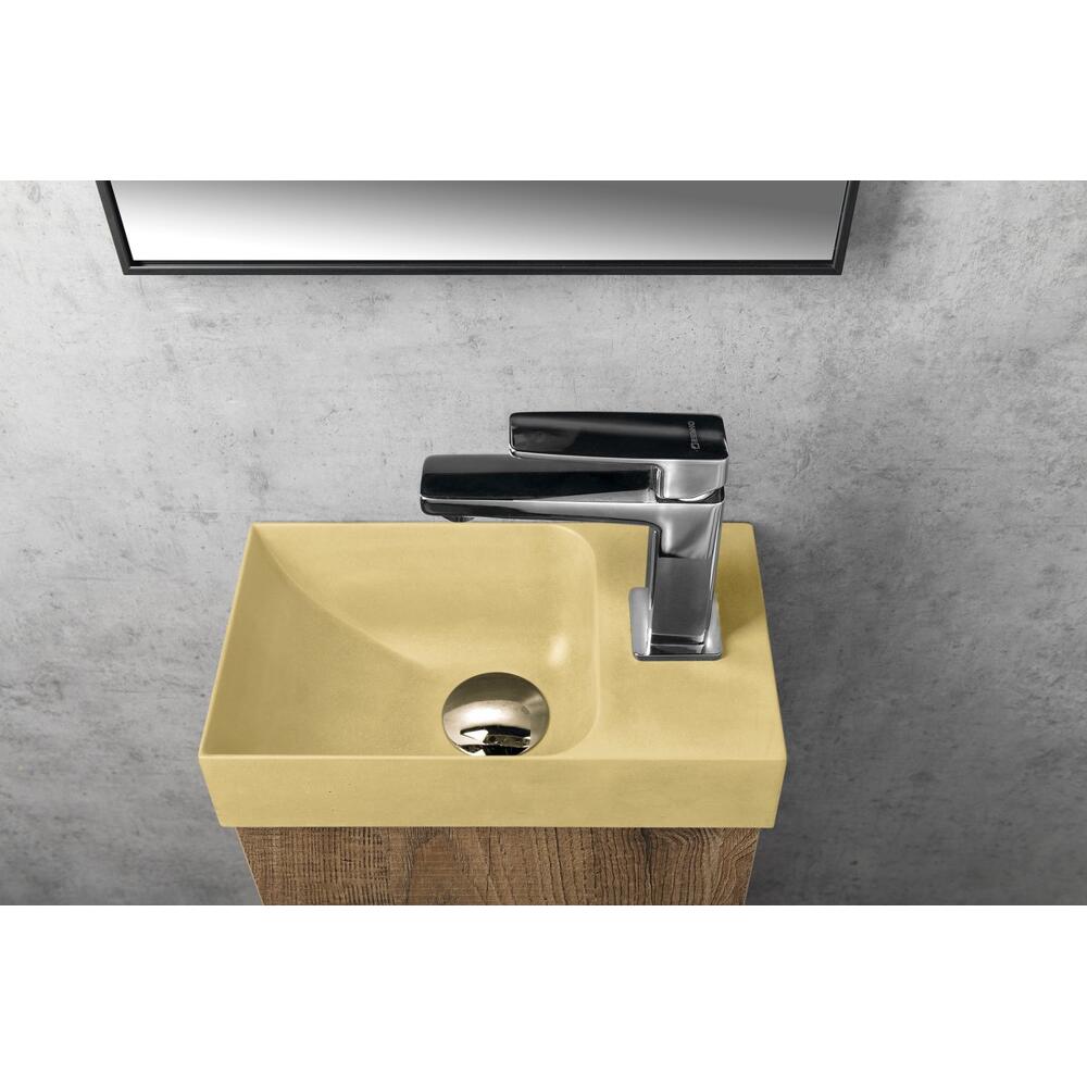 PICCOLINO Beton-Waschbecken 30,8x10x17cm, Armaturloch rechts, Gelb
