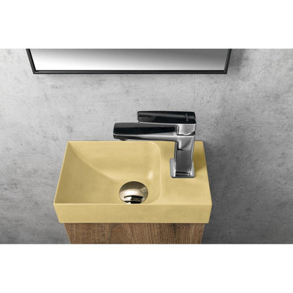 PICCOLINO Beton-Waschbecken 30,8x10x17cm, Armaturloch rechts, Gelb