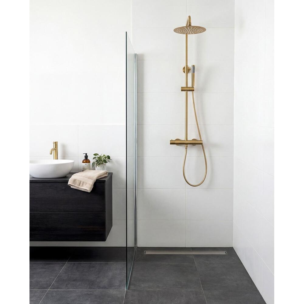 Duschsäule mit Thermostat-Armatur, Gold matt