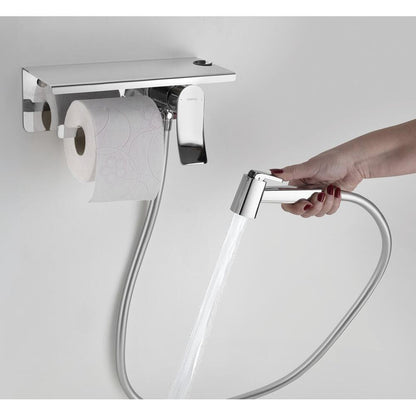 Unterputz-Bidetarmatur mit Brause und Toilettenpapierhalter, Chrom