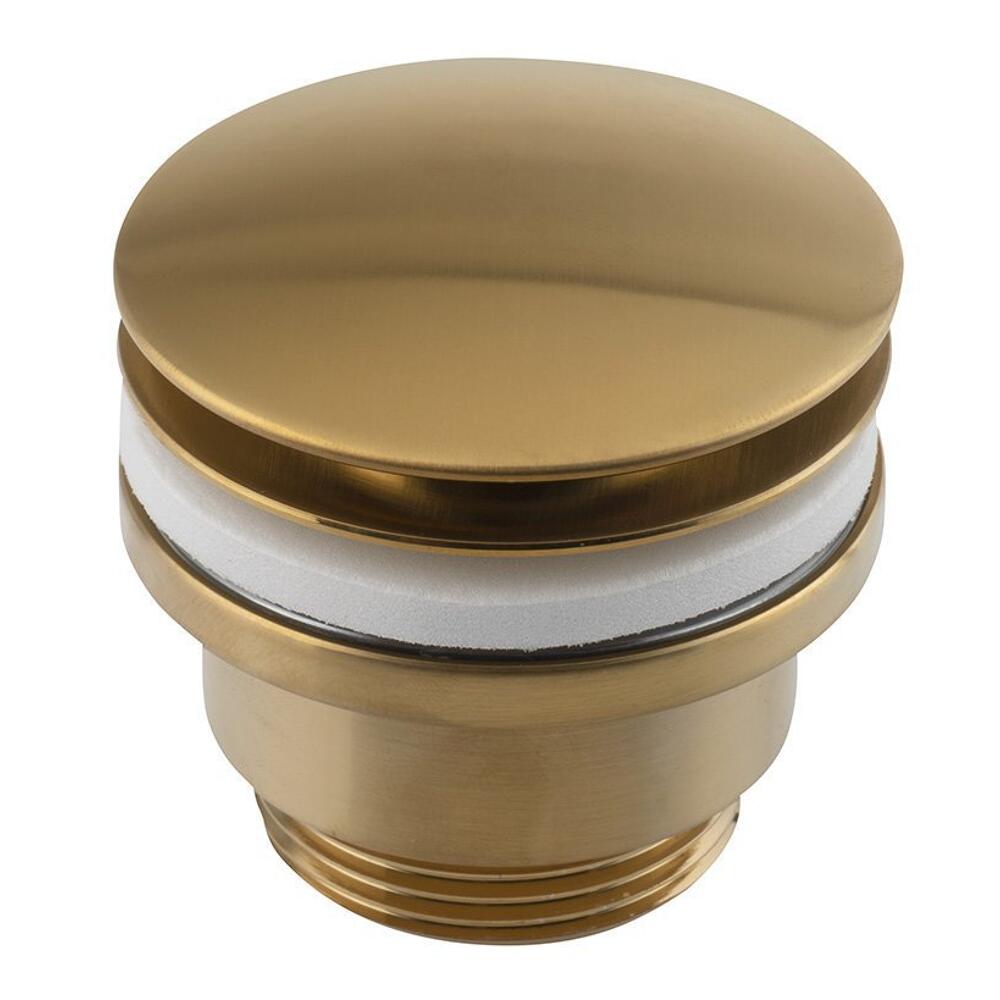 Waschbecken-Ablaufgarnitur 5/4“, klick-klack, großer Stopfen, 10-55mm, Gold matt