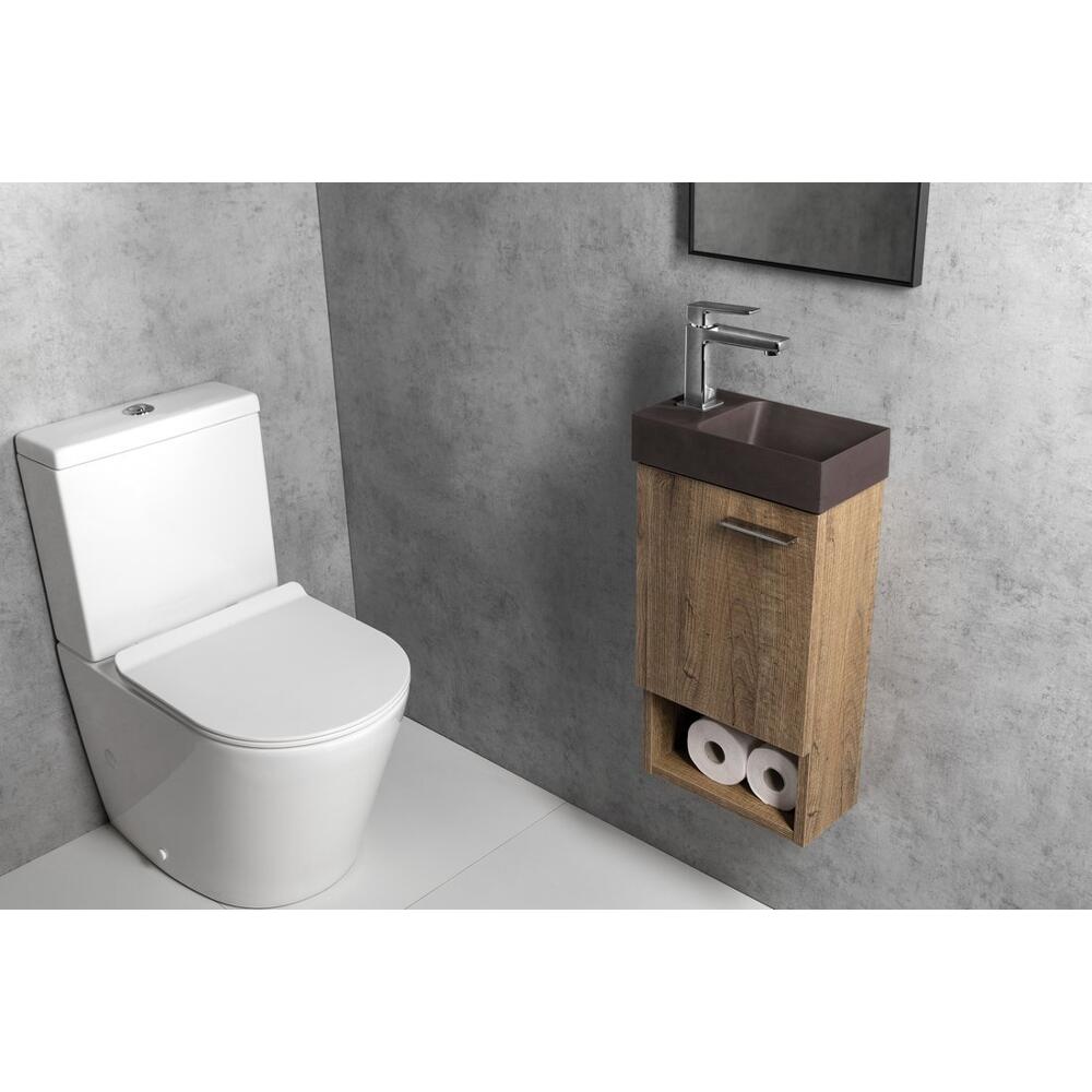 PICCOLINO Beton-Waschbecken 30,8x10x17cm,  Armaturloch links, Dunkelbraun