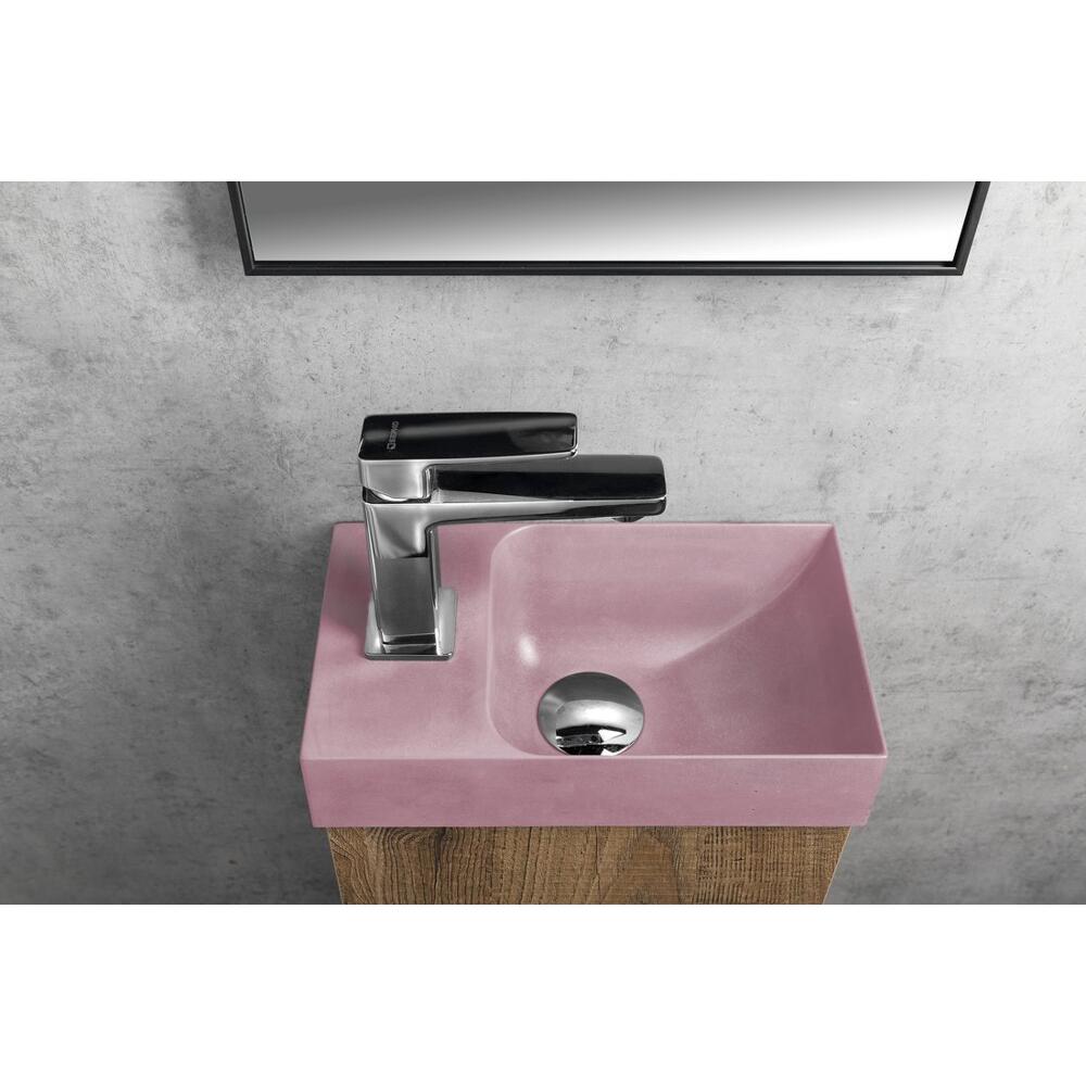 PICCOLINO Beton-Waschbecken 30,8x17cm, Wasserhahn linken, Rosa matt