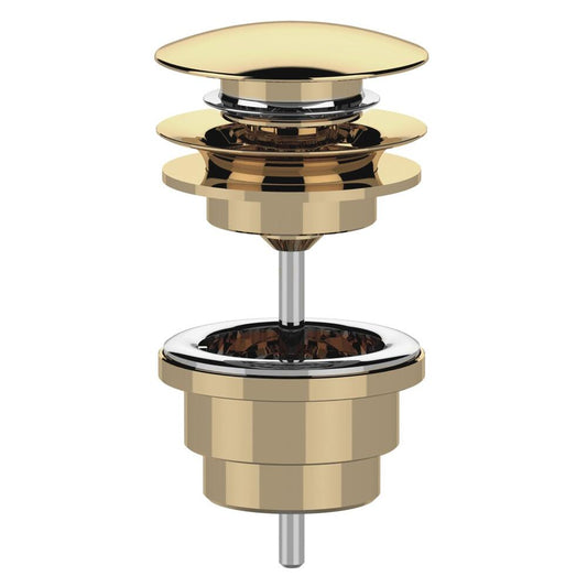 Ablaufgarnitur 5/4“, click-clack, großer Stopfen, 10-65mm, Gold