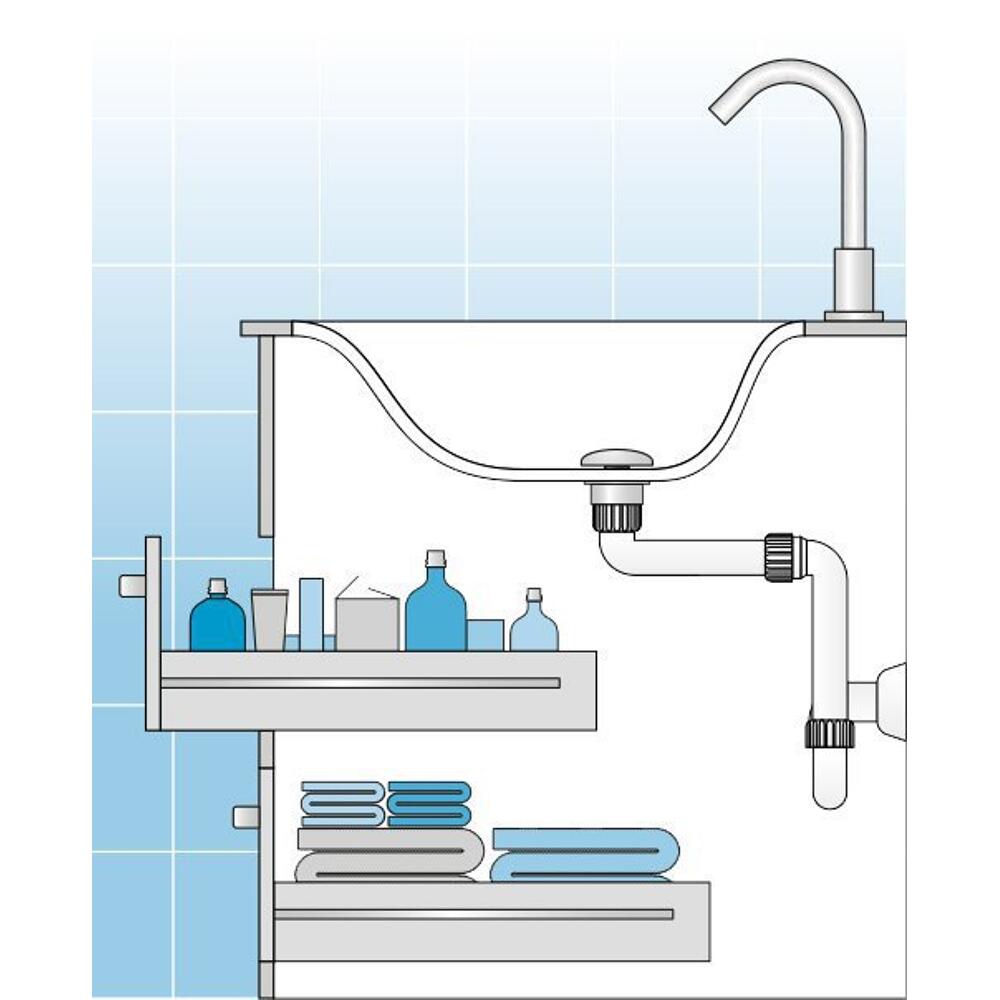 Waschtisch-Siphon, Platzsparend, 5/4", DN32, Weiß